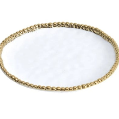 The Gold Beaded Round Canape/Dessert Plate Set/4