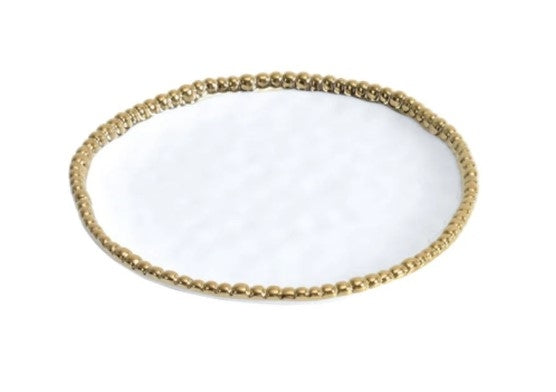 The Gold Beaded Round Canape/Dessert Plate Set/4