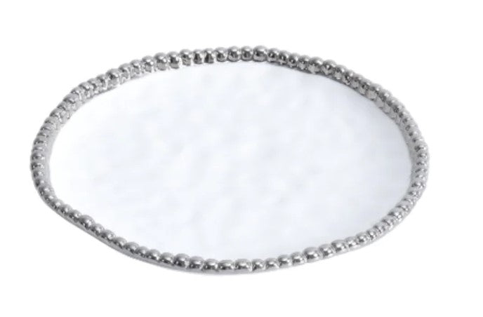 The Silver Beaded Round Canape/Dessert Plate Set/4