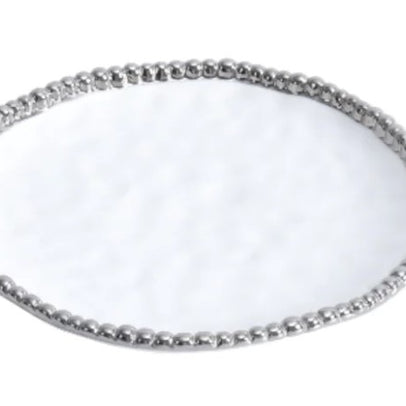 The Silver Beaded Round Canape/Dessert Plate Set/4