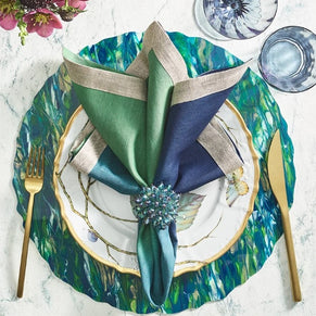Dip Dye Napkin in Navy and Green Set/4