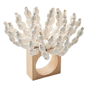 Reed Napkin Ring in White Set/4