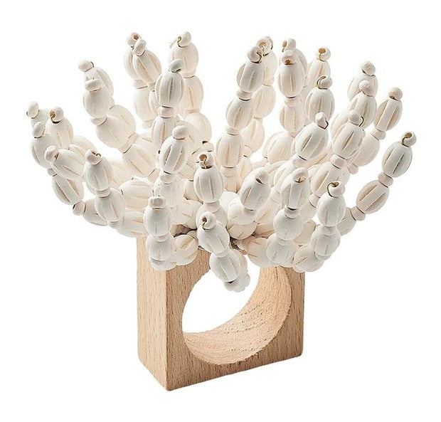 Reed Napkin Ring in White Set/4