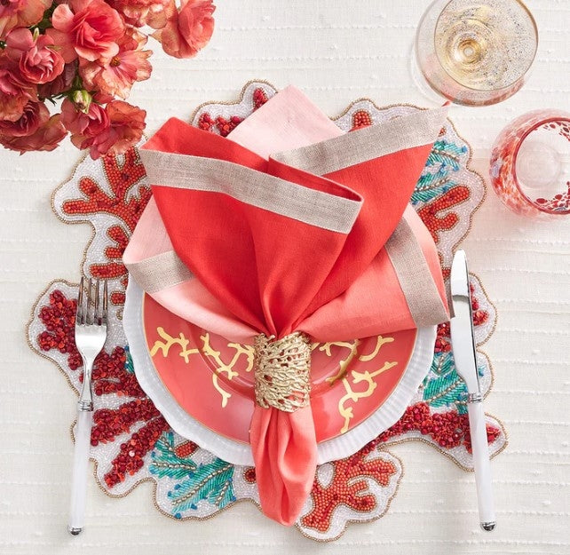 Dip Dye Napkin in Coral and Salmon Set/4