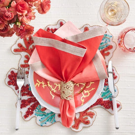 Dip Dye Napkin in Coral and Salmon Set/4