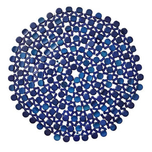 Round Bamboo Placemat in Navy Blue S/4