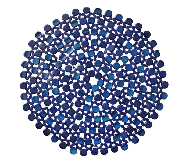 Round Bamboo Placemat in Navy Blue S/4