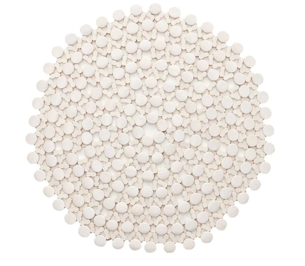 Round Bamboo Placemat in White Set/4