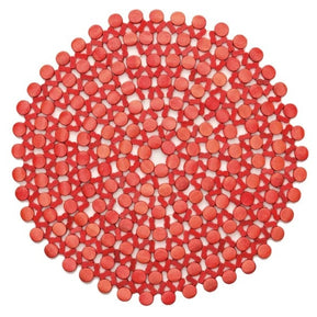 Round Bamboo Placemat in Coral Set/4