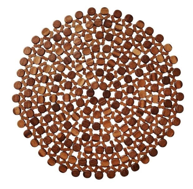 Round Bamboo Placemat in Brown Set/4