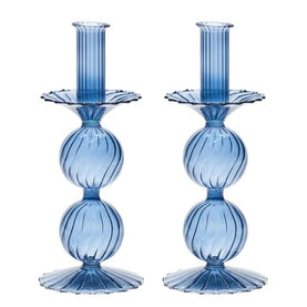 Bella Short Candle Holder in Cadet Set/2
