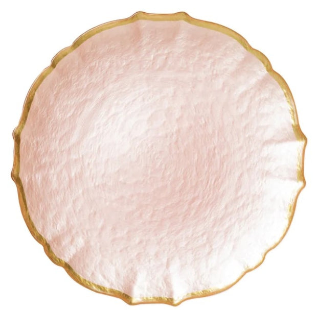 Baroque Glass Salad Plate Pink
