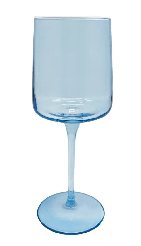 Fine Line Light Blue with White Rim Wine Glass Set/4