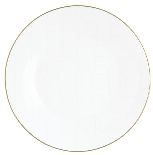 Alligator Dinner Plate White/Gold Rim