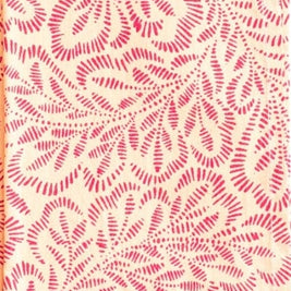 Block Print Leaves Cotton Dinner Napkins in Coral & Fuchsia Set/4