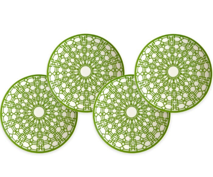 Newport Garden Gate Green Canapé Plates Boxed Set/4