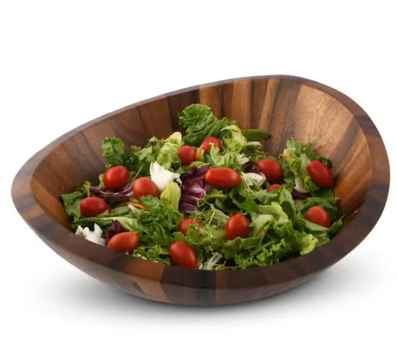 Munich Pattern Large Acacia Wood Salad Bowl
