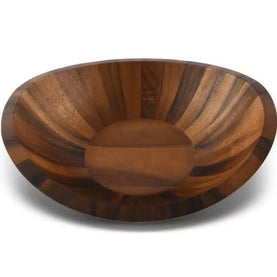 Munich Pattern Large Acacia Wood Salad Bowl