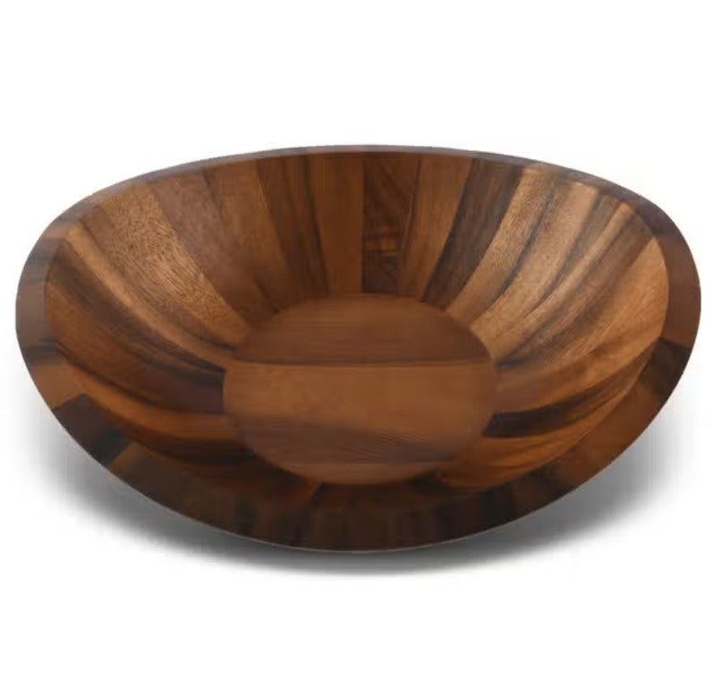 Munich Pattern Large Acacia Wood Salad Bowl