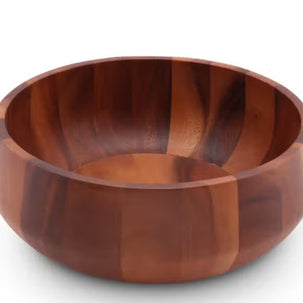 Modern Round Acacia Wood Salad Bowl Large