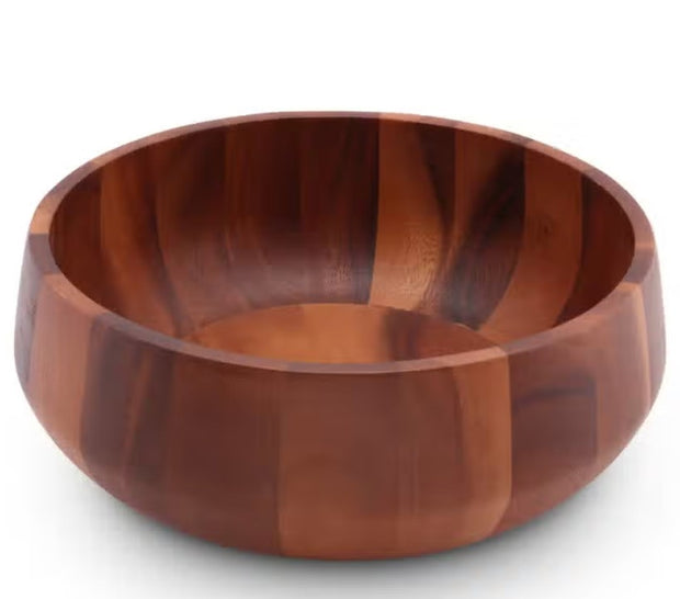Modern Round Acacia Wood Salad Bowl Large