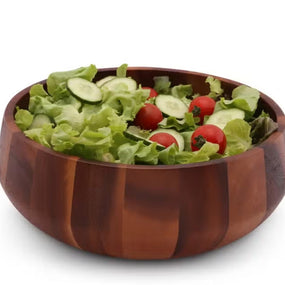 Modern Round Acacia Wood Salad Bowl Large