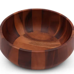 Modern Round Acacia Wood Salad Bowl Large