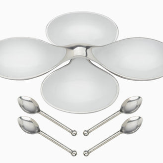 Helix White Bowl with Spoons