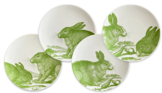 Green Bunnies Canapé Plates Boxed Set/4