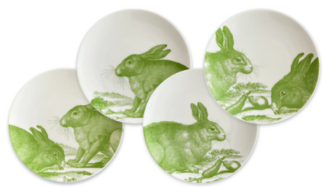 Green Bunnies Canapé Plates Boxed Set/4