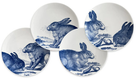 Blue Bunnies Canapé Plates Boxed Set/4