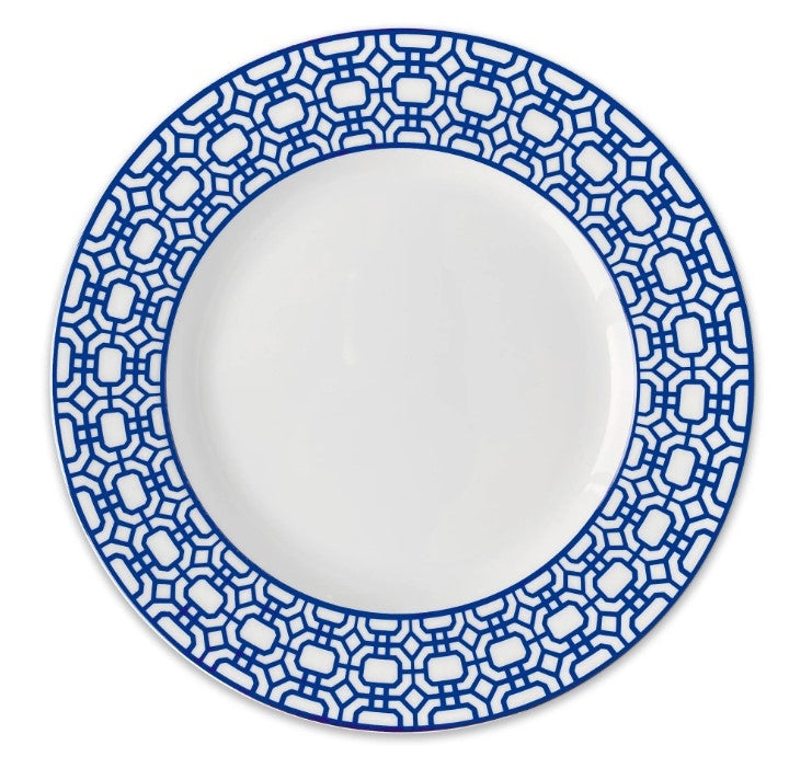Newport Garden Gate Blue Rimmed Dinner Plate