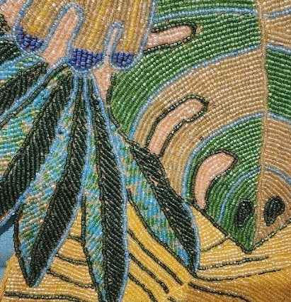 Beaded Tropical Leaves Runner