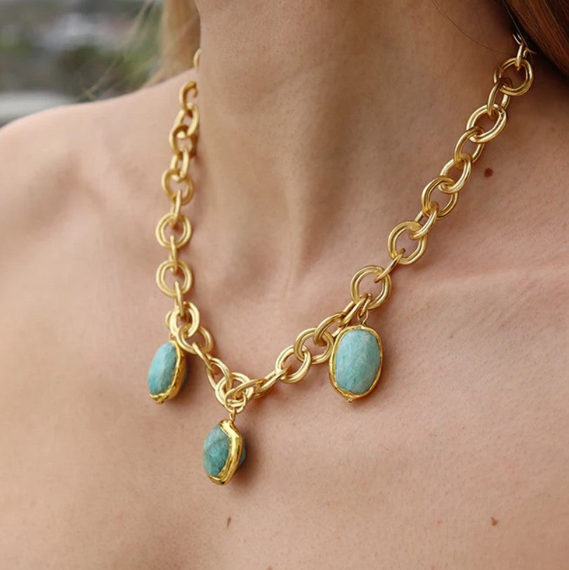 Amazonite Stone Charms Necklace