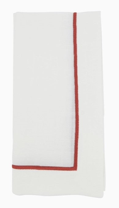 Line Embroidered Rust Napkin Set/4