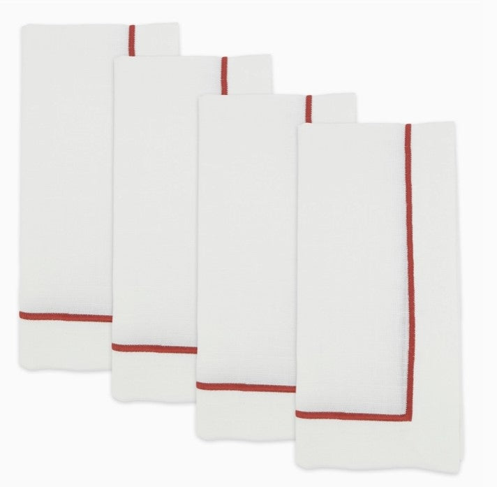Line Embroidered Rust Napkin Set/4