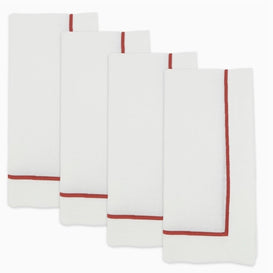 Line Embroidered Rust Napkin Set/4