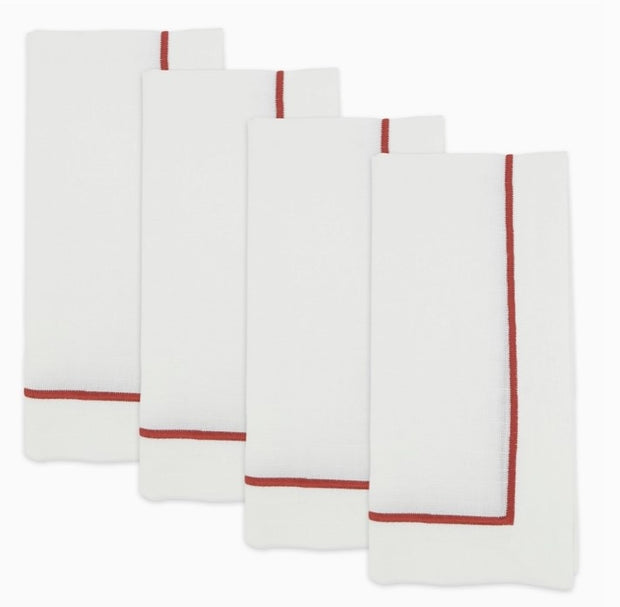 Line Embroidered Rust Napkin Set/4