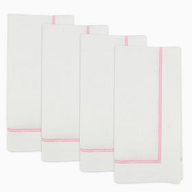 Line Embroidered Pink Napkin Set/4