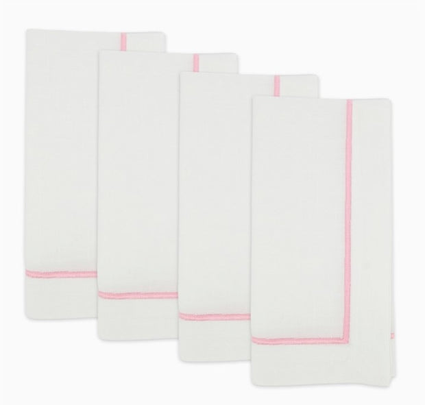Line Embroidered Pink Napkin Set/4