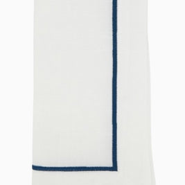 Line Embroidered Navy Napkin Set/4