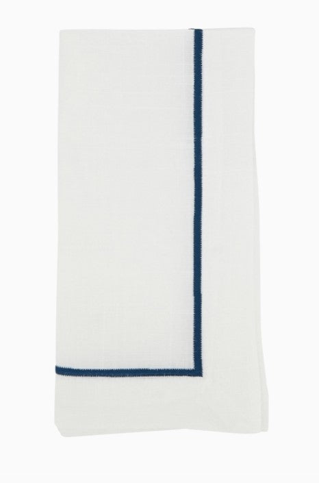 Line Embroidered Navy Napkin Set/4