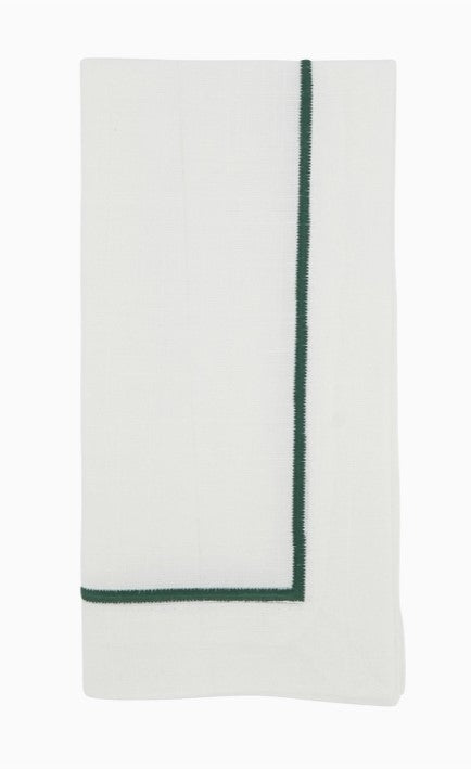Line Embroidered Jasper Green Napkin Set/4