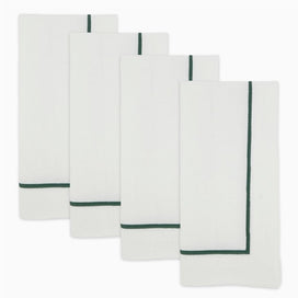 Line Embroidered Jasper Green Napkin Set/4