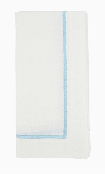 Line Embroidered Aqua Napkin Set/4