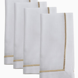 Line Embroidered Lurex Gold Napkin Set/4