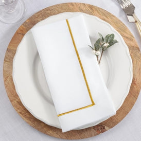 Line Embroidered Lurex Gold Napkin Set/4