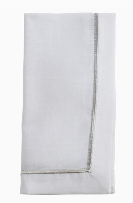 Line Embroidered Lurex Silver Napkin Set/4