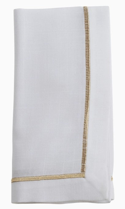 Line Embroidered Lurex Gold Napkin Set/4