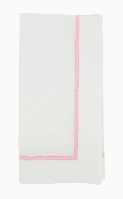Line Embroidered Pink Napkin Set/4